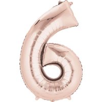 16" Rose Gold Number 6 Air Fill Balloons