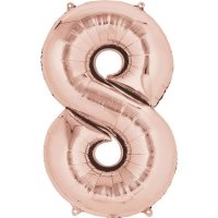 16" Rose Gold Number 8 Air Fill Balloons