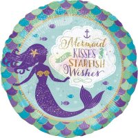 18" Mermaid Wishes & Kisses Foil Balloons