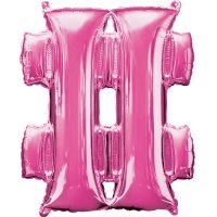 16" Pink Letter Hashtag Air Fill Balloons