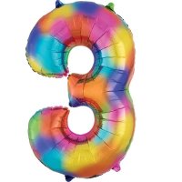 (image for) Anagram Rainbow Splash Number 3 Supershape Balloons