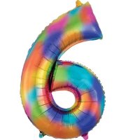 (image for) Anagram Rainbow Splash Number 6 Supershape Balloons
