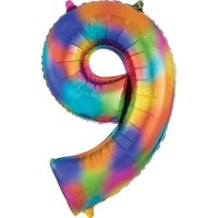 (image for) Anagram Rainbow Splash Number 9 Supershape Balloons