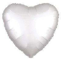 18" Silk Lustre White Heart Foil Balloons