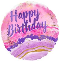 (image for) 18" Birthday Watercolour Marble Foil Balloons