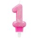 (image for) Pink Glitter Age 1 Candle