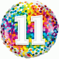 18" 11 Rainbow Confetti Foil Balloons