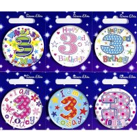 Age 3 Mixed Small Badges x6