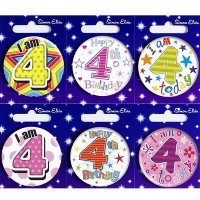Age 4 Mixed Small Badges x6