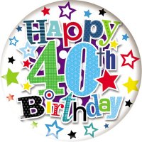 Happy 40th Birthday Jumbo Badge