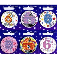 Age 6 Mixed Small Badges x6