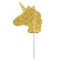Gold Glitter Unicorn Cupcake Toppers 12pk