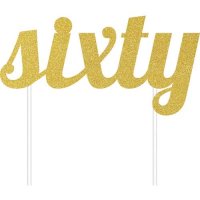 (image for) Sixty Gold Glitter Cake Topper