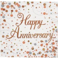 (image for) Happy Anniversary Sparkling Fizz Rose Gold Lunch Napkins 16pk
