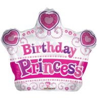 18" Birthday Princess Crown Shape Foil Balloons