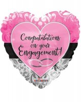 18" Engagement Pink Heart Foil Balloons