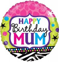 18" Happy Birthday Mum Bright Foil Balloons