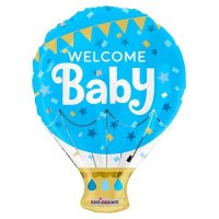 (image for) 18" Blue Welcome Baby Hot Air Balloon Foil Balloons