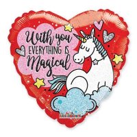 18" With You Everything Is Magical Unicorn Foil Balloons