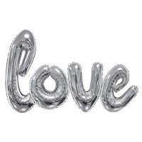 53" Silver Love Script Foil Balloons
