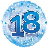 24" Blue Age 18 Birthday Clear View Foil Balloons