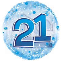 24" Blue Age 21 Birthday Clear View Foil Balloons