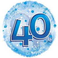 24" Blue Age 40 Birthday Clear View Foil Balloons