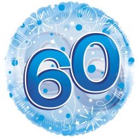 24" Blue Age 60 Birthday Clear View Foil Balloons