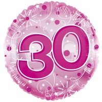 (image for) 24" Pink Age 30 Birthday Clear View Foil Balloons