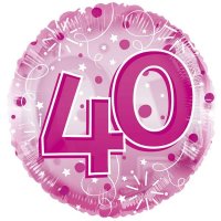 24" Pink Age 40 Birthday Clear View Foil Balloons