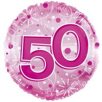 24" Pink Age 50 Birthday Clear View Foil Balloons