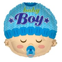 (image for) 18" Baby Boy Head Shape Foil Balloons