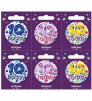 Age 10 Assorted Small Badges x6