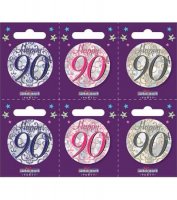 Age 90 Assorted Small Badges x6