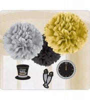 (image for) Happy New Year Paper Fluffy Decorations 3pk