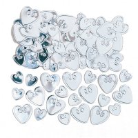 Silver Embossed Loving Hearts Metallic Confetti