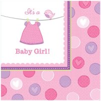 Shower With Love Baby Girl Luncheon Napkins 16pk