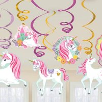Magical Unicorn Swirl Decorations 12pk