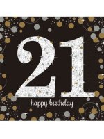 21st Birthday Gold Celebration Napkins 16pk