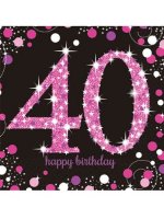 (image for) 40th Birthday Pink Celebration Napkins 16pk
