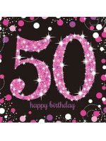 50th Birthday Pink Celebration Napkins 16pk