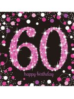 60th Birthday Pink Celebration Napkins 16pk
