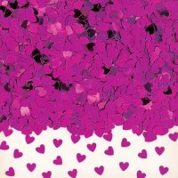 Hot Pink Sparkle Hearts Metallic Confetti
