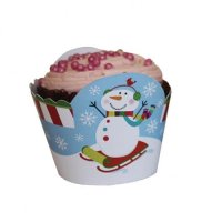 (image for) Joyful Snowman Cup Cake Wraps x12