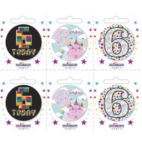 Age 6 Assorted Small Badges 6pk
