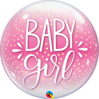 22" Baby Girl Pink & Confetti Dots Single Bubble Balloons