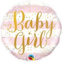 18" Baby Girl Pink Stripes Foil Balloons
