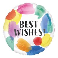 18" Best Wishes Painted Swoosh Foil Balloons