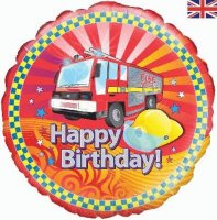 18" Fire Engine Birthday Foil Balloons