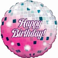 18" Glitterball Birthday Foil Balloons
